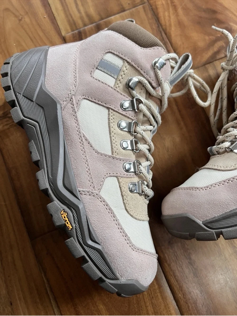 J.Crew Nordic Hiker Boots Women Pink Beige Leather Winter Outdoor 9 M14